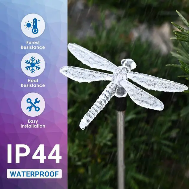 Alt view image 5 of 6 - Solar Garden Lights Decor Butterfly Path Lights Outdoor Decorations | Color Changing, Waterproof, Solar Powered, Hummingbird&Butterfly Lights, Decorative Garden Landscape Pathway Lights for Lawn