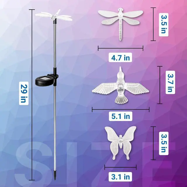 Alt view image 6 of 6 - Solar Garden Lights Decor Butterfly Path Lights Outdoor Decorations | Color Changing, Waterproof, Solar Powered, Hummingbird&Butterfly Lights, Decorative Garden Landscape Pathway Lights for Lawn