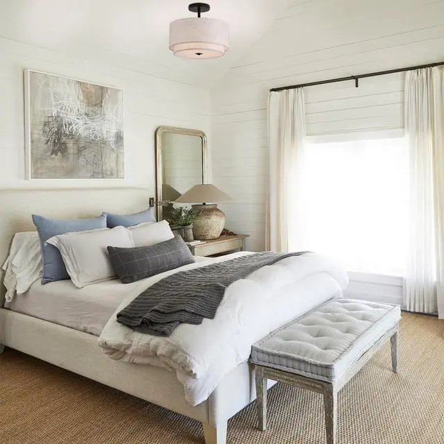 Alt view image 6 of 7 - 12.6inch Flush Mount Ceiling Light Fixture,3-Light Modern Close to Ceiling Light with 2-Layer Linen Fabric Shade,Farmhouse Drum Ceiling Mount Lamp for Bedroom Hallway Living Room