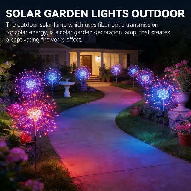 Alt view image 2 of 7 - Solar Garden Lights Outdoor,Waterproof Garden, 2PC 200 LED Twinkling Firework Lights Decorative with 8 Modes,Decor for Yard Patio Pathway Lawn for Yard Outside Fairy Decorative