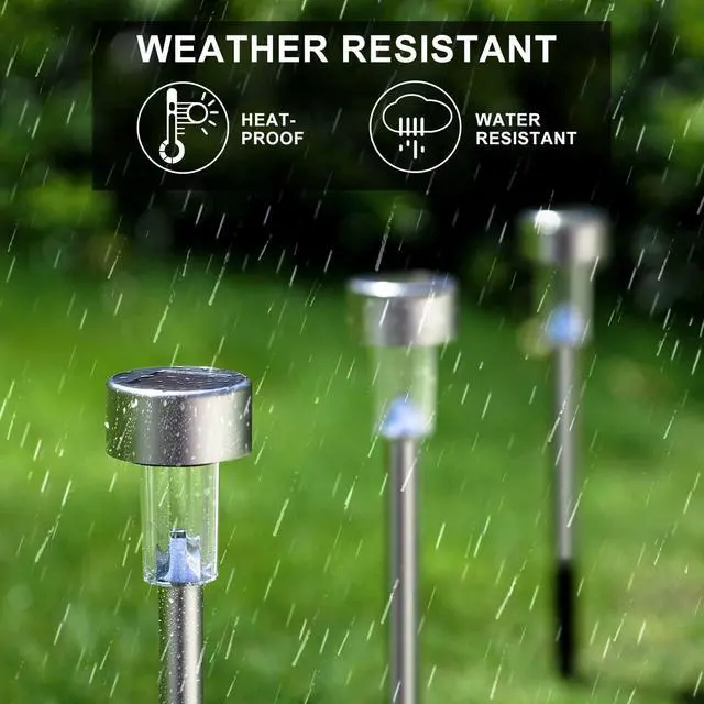 Alt view image 5 of 7 - Solar Lights Outdoor Waterproof, Solar Garden Lights, Multicolor, 12 Pack | Outdoor Solar Lights Stainless Steel LED Landscape Lighting Decorations for Yard Pathway Patio Lawn