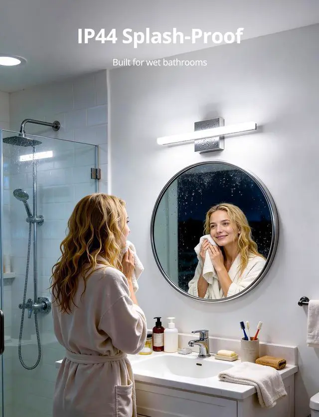 Alt view image 5 of 7 - Modern Bathroom Light Fixtures Over Mirror Vanity Lighting Gentle, 16 Inch 9W Led Chrome Small Restroom Wall Lamps Bar for Bathroom Linear Modernas Lámparas Luces para Baño Cool White 6000K