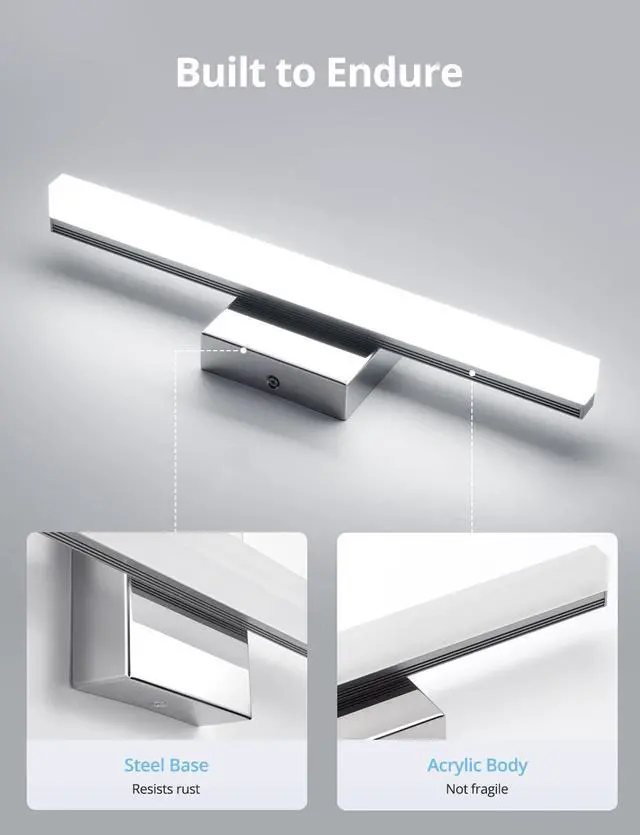 Alt view image 6 of 7 - Modern Bathroom Light Fixtures Over Mirror Vanity Lighting Gentle, 16 Inch 9W Led Chrome Small Restroom Wall Lamps Bar for Bathroom Linear Modernas Lámparas Luces para Baño Cool White 6000K