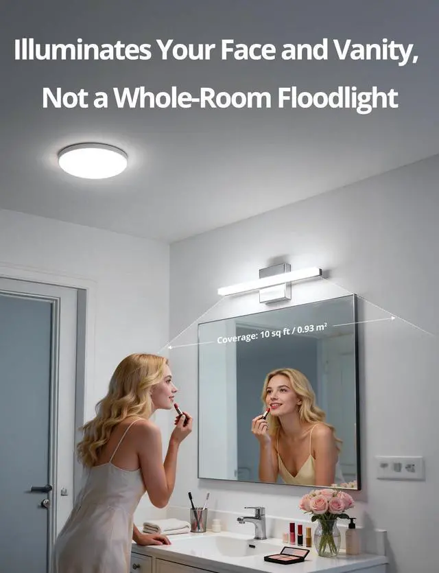 Alt view image 7 of 7 - Modern Bathroom Light Fixtures Over Mirror Vanity Lighting Gentle, 16 Inch 9W Led Chrome Small Restroom Wall Lamps Bar for Bathroom Linear Modernas Lámparas Luces para Baño Cool White 6000K