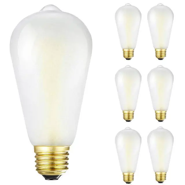 Main image of E26 Frosted Edison LED Bulbs 60W Dimmable 3000K Vintage Light Bulbs | Soft White 6W Equal 60W Frosted LED Bulbs,600LM,AC120V, ST58 Dimmable Antique LED Filament Bulbs with 90+ CRI, 6Pack