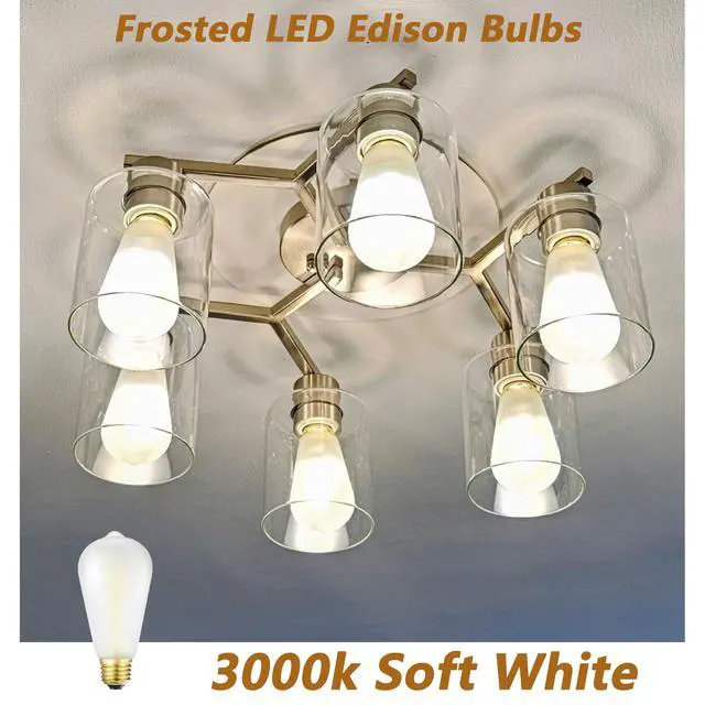Alt view image 3 of 7 - E26 Frosted Edison LED Bulbs 60W Dimmable 3000K Vintage Light Bulbs | Soft White 6W Equal 60W Frosted LED Bulbs,600LM,AC120V, ST58 Dimmable Antique LED Filament Bulbs with 90+ CRI, 6Pack