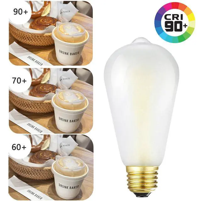 Alt view image 6 of 7 - E26 Frosted Edison LED Bulbs 60W Dimmable 3000K Vintage Light Bulbs | Soft White 6W Equal 60W Frosted LED Bulbs,600LM,AC120V, ST58 Dimmable Antique LED Filament Bulbs with 90+ CRI, 6Pack