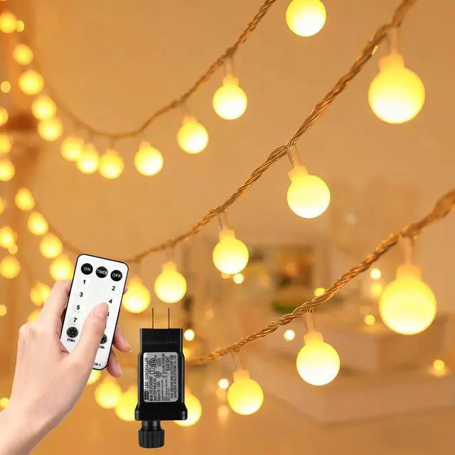 Main image of 49.2ft Globe String Lights with Remote for Indoor Bedroom Warm White | 100 LED Fairy Lights with Timer, 8 Modes, 16ft Extended Lead, Linkable for Bedroom,Dorm,Classroom,Christmas,Indoor Decor