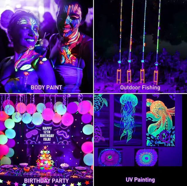Alt view image 7 of 7 - Rechargeable LED Black Light, Battery Powered Portable Blacklight, 400nm LED Flood Light Black Lights, Neon Glow Party, Blacklight Catfishing, Halloween, Glow in The Dark Decoration 2 Pack