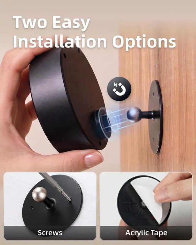 Alt view image 3 of 7 - LED Wall Mounted Light, 3000mAh Rechargeable Cordless Wall Sconce, Dimmable with Remote & Touch Control, 3 Color Temps, 360° Rotatable for Bedroom, Bedside (Black, 2 Pack)