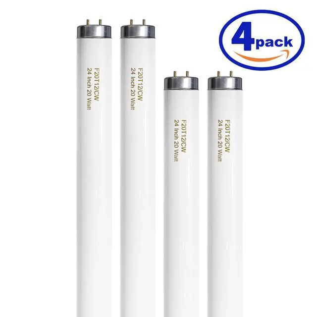 Alt view image 7 of 7 - 24 Inch T12 Fluorescent Tube Light Bulb 20 Watt Cool White, F20T12/CW 4100K Replacement for F20T12/CW/ALTO, F20T12/CW/ECO, F20T12/SP41/ECO G13 Base 1200 Lumens 4 Counts
