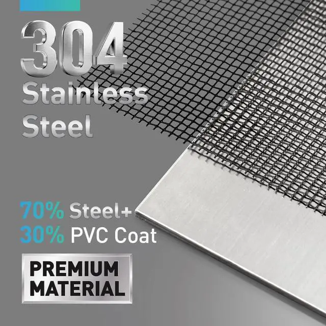 Alt view image 2 of 7 - 304 Stainless Steel Mesh Window Screen Roll,35IN x 10FT | Black Metal Window Screen Mesh Replacement for Door,Patio,Pet,Vent,Filter,Porch,Cage and DIY Projects (22 Mesh)