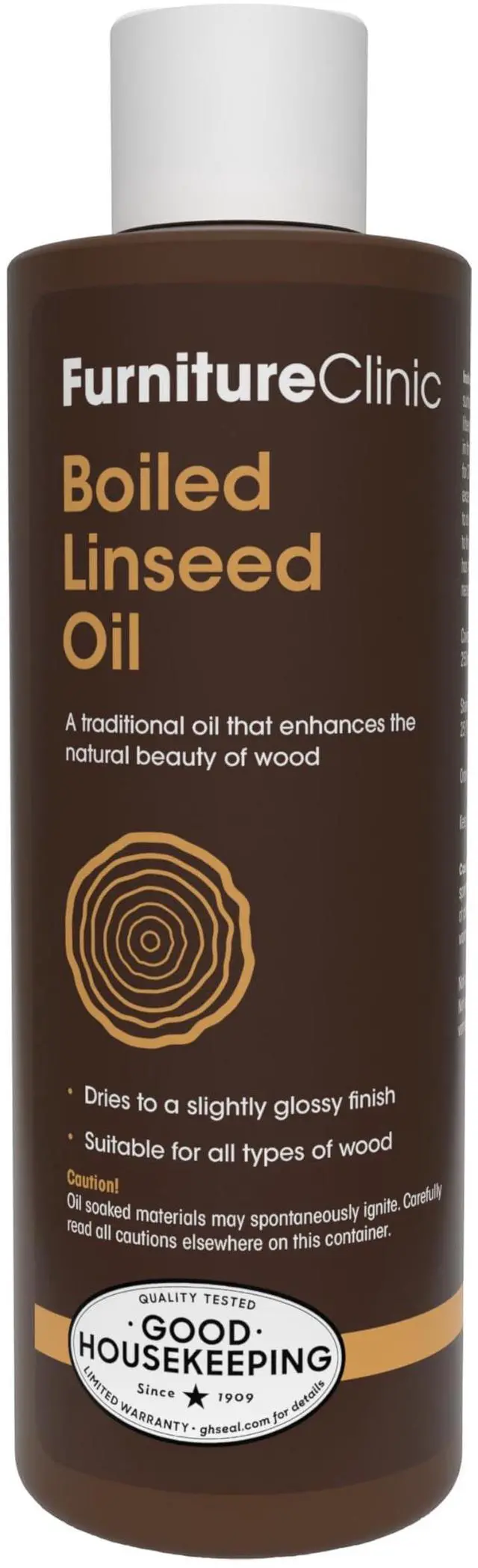 Main image of Boiled Linseed Oil | 250ml / 8.5 Fl Oz | Refined Oil for Wood Furniture, Stone & Metal | Fast Drying Glossy Finish | Restore & Protect | for Tables, Cabinets, Handles, & More