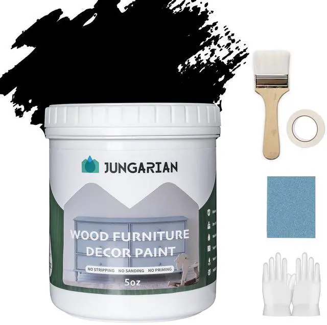 Main image of Furniture Paint Kit 5oz with Tools - Water-based & Low Odor No Sanding No Priming- Matte Finish Indoor Outdoor Wood Paint for Cabinets, Doors, Tables and Dressers - Black