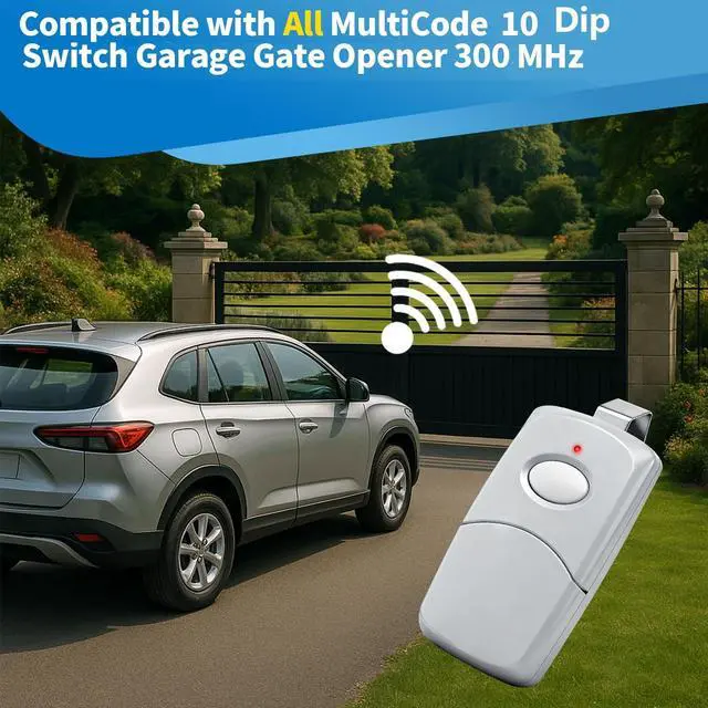 Alt view image 3 of 5 - 2 for 10 Dip Switch Multicode Gate Opener Remote 308911 300MHz | Compatible with 10 Digit Multicode Gate Opener,for Multi code Garage Door Opener Remote 3089 1050,Gate Remote Control Clicker