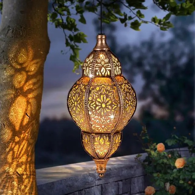 Main image of Hanging Solar Lantern Outdoor Decor, Moroccan Solar Lights for Outside Garden Decorations, Waterproof Solar Lanterns Garden Gifts for Mom, Women, Patio, Yard Ornament (Coppers)