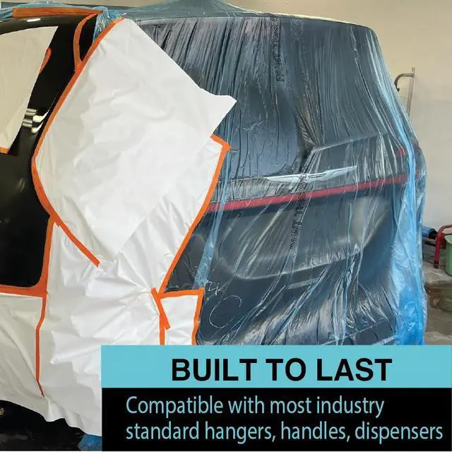 Alt view image 6 of 7 - MAXIFILM 16ft x 350ft Roll of Blue Overspray Paintable Masking Plastic Sheeting -8 Micron, 0.3 Mil, Protective Masking Film Cover, Auto Painting, Cover Cloth Home Walls Furniture (1, 16ft x 350ft)