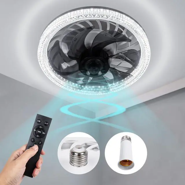 Main image of Socket Ceiling Fan Light,Bulb Socket Fan with Remote,Dimmable E26 Base Ceiling Fans with Lights for Bedroom,Screw in Fan and Light Combo,Mini Small Ceiling Fan with Light,Recessed Light Fan Lamp