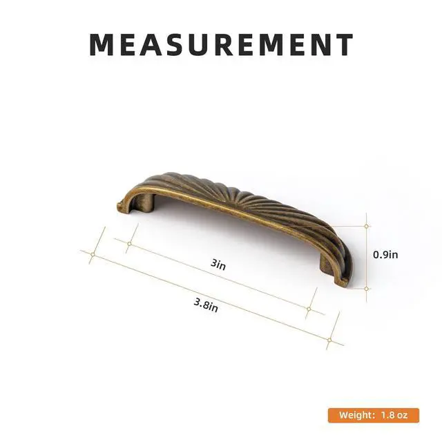 Alt view image 2 of 6 - 3'' (76mm) Hole Centers Antique Brass Cabinet Pulls,Accessible Luxury Zinc Alloy Din Cup Cabinet Pulls with Retro Style,6 Pack
