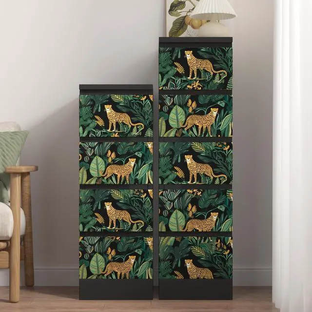 Alt view image 3 of 6 - Black Gold Vintage Leopard Peel and Stick Wallpaper 17.5" x 393" | Waterproof Vinyl Self Adhesive Removable Renter Friendly Floral Contact Paper