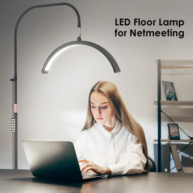 Alt view image 7 of 7 - Half Moon Light for Lash Tech, Flexible Lash Lamp with Phone Holder for Eyelash Nail Art Tattoos Skincare, LED Floor Lamp Esthetician Light with 5 Color Temperatures & Brightness Setting