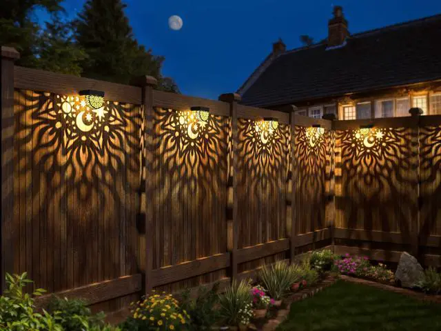 Alt view image 2 of 7 - Solar Fence Lights 6 Pack Solar Deck Lights Waterproof LED Solar Powered Step Light Wall Lights Outdoor Decorations Warm Yellow Light Decorative Lighting for Garden (Black)