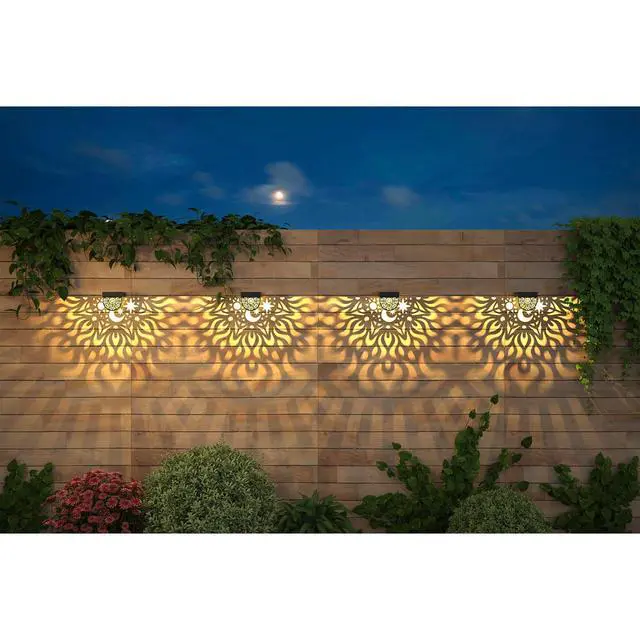 Alt view image 5 of 7 - Solar Fence Lights 6 Pack Solar Deck Lights Waterproof LED Solar Powered Step Light Wall Lights Outdoor Decorations Warm Yellow Light Decorative Lighting for Garden (Black)