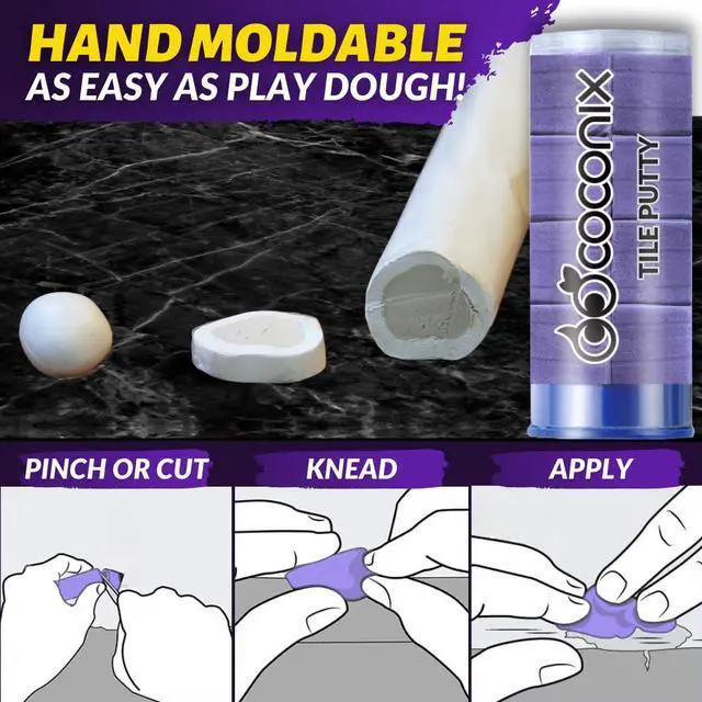 Alt view image 3 of 7 - Tile & Stone Repair Kit | Fix Cracks, Chips, and Scratches on Bathtubs, Tile and Stone Floors, Walls, and Counters | Easy Application with Kneadable Putty