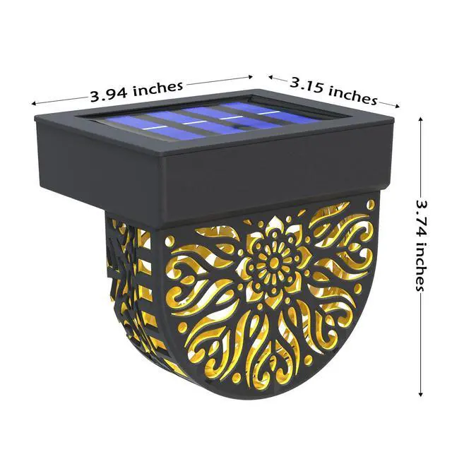 Alt view image 7 of 7 - Solar Fence Lights 6 Pack Solar Deck Lights Waterproof LED Solar Powered Step Light Wall Lights Outdoor Decorations Warm Yellow Light Decorative Lighting for Garden (Black)