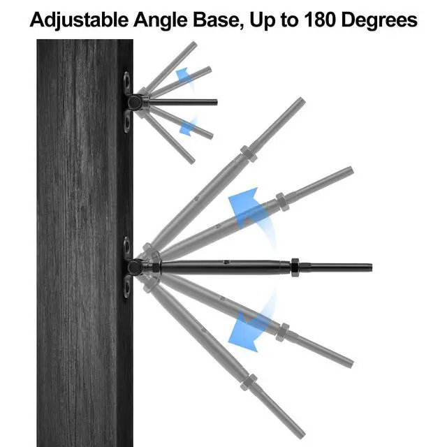 Alt view image 3 of 7 - 10 Pair 1/8" Black Cable Railing Kit Swage Toggle Turnbuckle Hardware | Adjustable Angle T316 Stainless Steel Cable Railing Kits for 2"x2", 4"x4" Wood Posts, Black Deck Railing Kit for Stairs