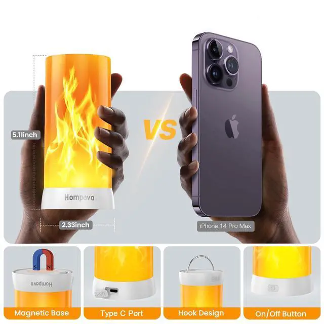 Alt view image 5 of 7 - Upgraded Flame Lights with Remote, Timer, 4-Mode Rechargeable | Waterproof LED Battery Operated Flameless Candles, Pillar Flickering Lanterns for Room Patio Wedding Party Halloween Decor, 2