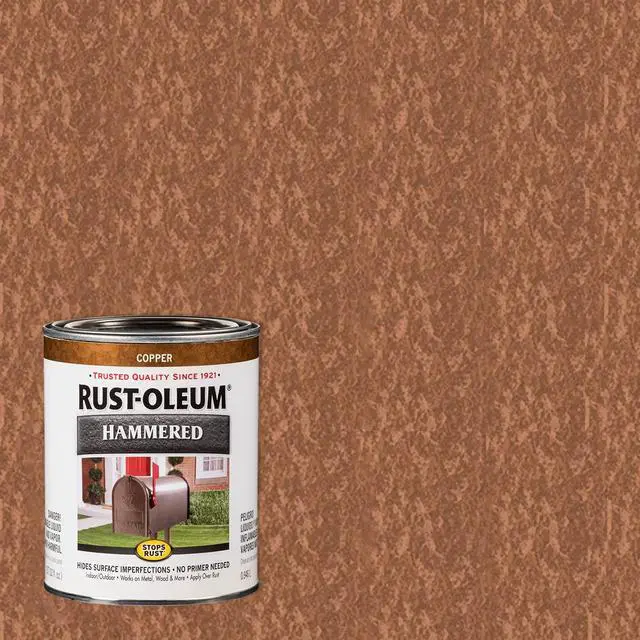 Alt view image 2 of 7 - Stops Rust Brush On Protective Enamel Paint, Hammered Copper | Rust and Corrosion Resistant, Indoor and Outdoor Durability, Beautiful Finish on Metal, Wood and More, Quart
