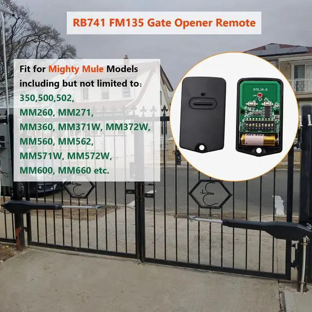 Alt view image 3 of 6 - RB741 for Mighty Mule Gate Opener Remote, 318MHZ (3 Pack) | 9 Dip FM135 Gate Transmitter for MM371W MM572W etc. Compatible with GTO Gate Clicker Garage Door Entry Controller