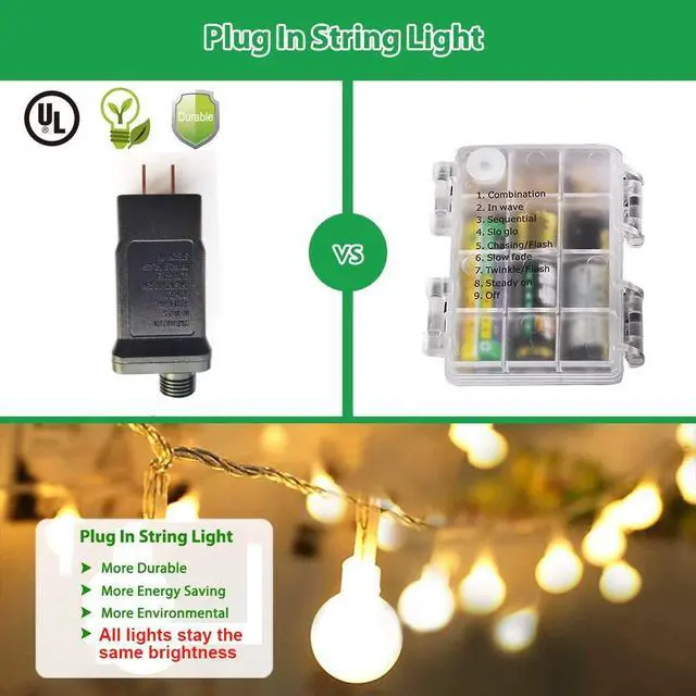 Alt view image 6 of 7 - 49.2ft Globe String Lights with Remote for Indoor Bedroom Warm White | 100 LED Fairy Lights with Timer, 8 Modes, 16ft Extended Lead, Linkable for Bedroom,Dorm,Classroom,Christmas,Indoor Decor