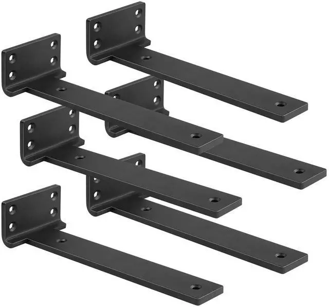 Main image of Floating Shelf Brackets 12 inch 6 Pack L Brackets for Floating Shelves Black Metal Heavy Duty Shelf Bracket for DIY Shelving Brackets Decorative with Mounting Hardware Screws