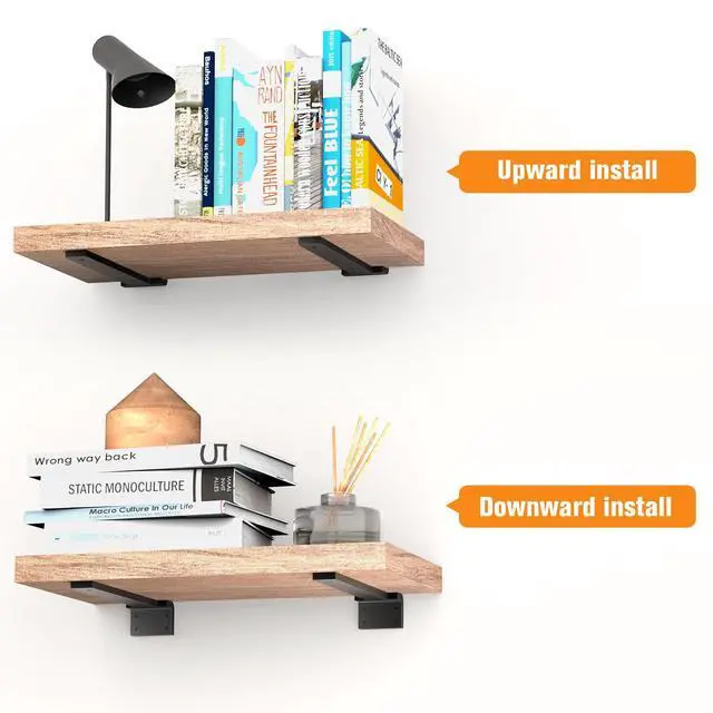 Alt view image 5 of 7 - Floating Shelf Brackets 12 inch 6 Pack L Brackets for Floating Shelves Black Metal Heavy Duty Shelf Bracket for DIY Shelving Brackets Decorative with Mounting Hardware Screws