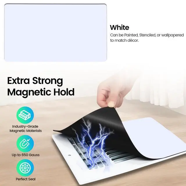 Alt view image 2 of 7 - Magnetic Vent Covers, Extra Strong Magnets, White 8" x 12" (3 Pack) Ultra Thick 60mil, Complete Seal, Air Vent Covers for Home Floor, Ceiling, Wall Registers, HVAC, AC, RV, and Heater Vents