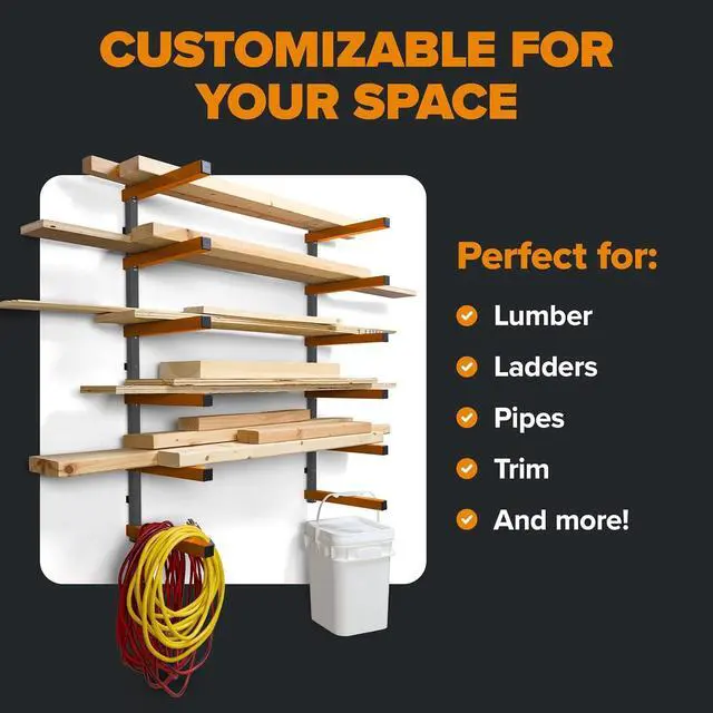 Alt view image 4 of 7 - Wood Rack, 6-Level Wall Mount Lumber Storage Rack for Wood Storage