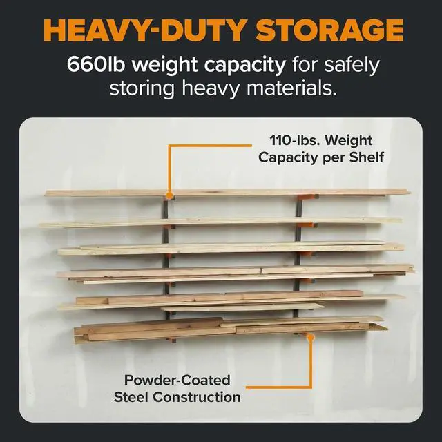 Alt view image 6 of 7 - Wood Rack, 6-Level Wall Mount Lumber Storage Rack for Wood Storage
