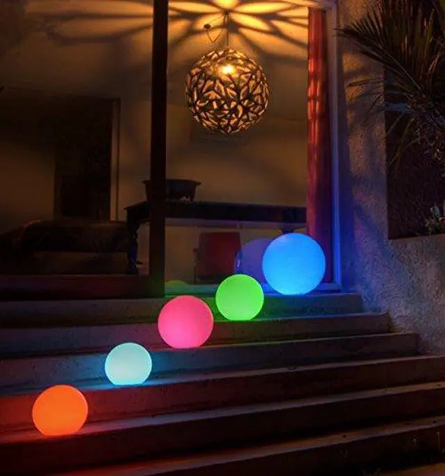 Alt view image 6 of 7 - 6-inch RGB Color-Changing LED Globe Orb Light w/Remote, Mood Lamp Kids Night Light, 16 Dimmable Colors & 4 Modes, Battery & AC Adapter Power, Home Bedroom Patio Pool Decorative Lighting