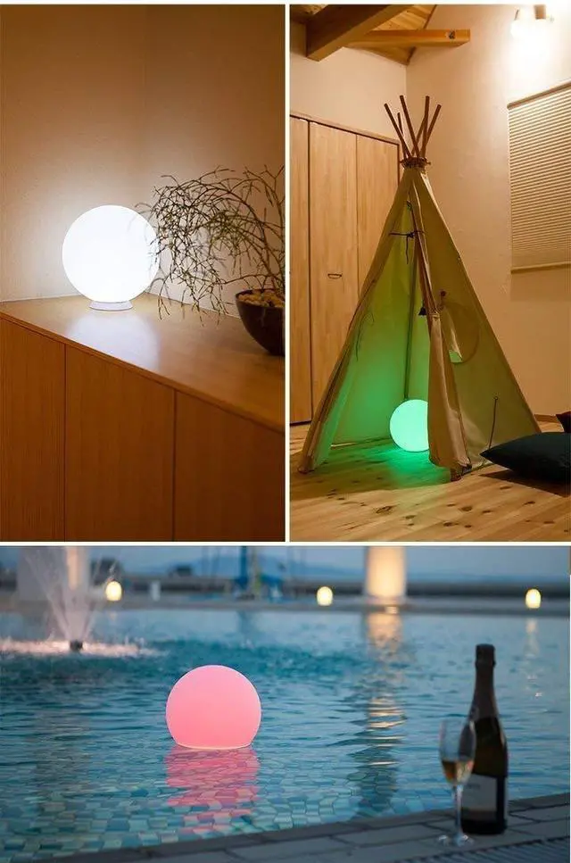Alt view image 3 of 7 - 6-inch RGB Color-Changing LED Globe Orb Light w/Remote, Mood Lamp Kids Night Light, 16 Dimmable Colors & 4 Modes, Battery & AC Adapter Power, Home Bedroom Patio Pool Decorative Lighting