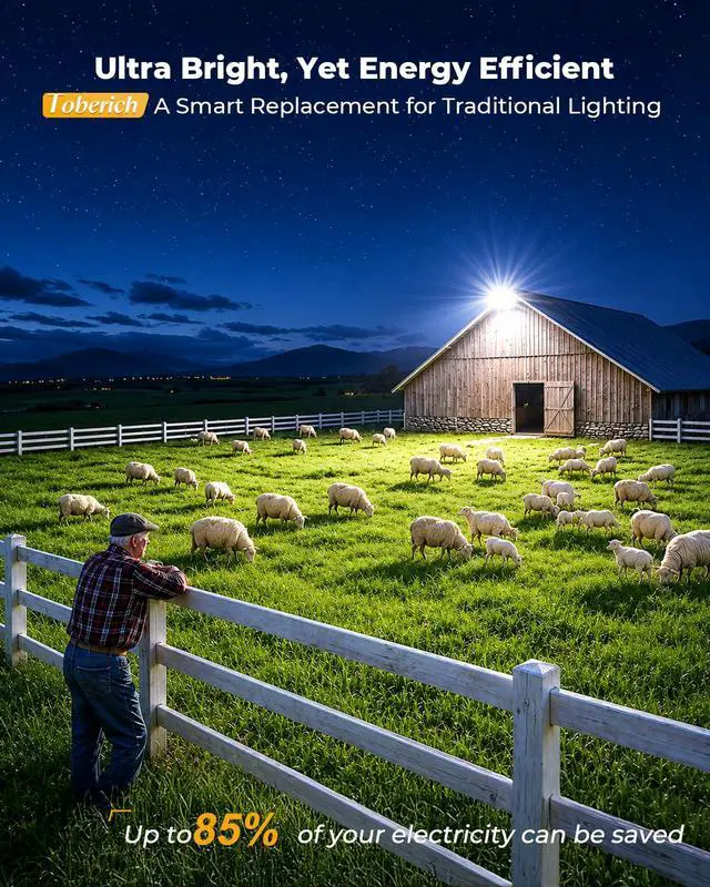 Alt view image 2 of 7 - 150W LED Barn Light Dusk to Dawn, 20000LM Outdoor Yard Light 6500K | Ultra Bright Security Light, Adjustable Angle, IP66 Waterproof, Photocell, AC110-120V, Lights Up Large Areas for Yard Barn