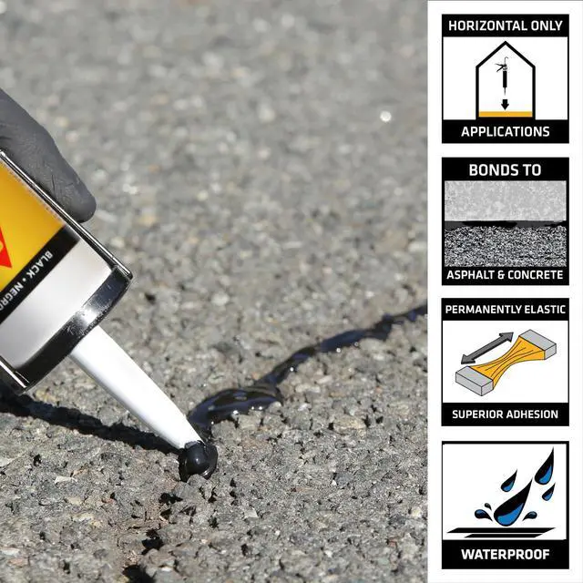 Alt view image 2 of 7 - flex-410 Asphalt Sealant, Black, Self-Leveling Hybrid Sealant for Filling Cracks in Asphalt Driveways, Roadways, and Pavements - 9 fl. oz. Cartridge, Fills Cracks up to 1.5 in. Wide