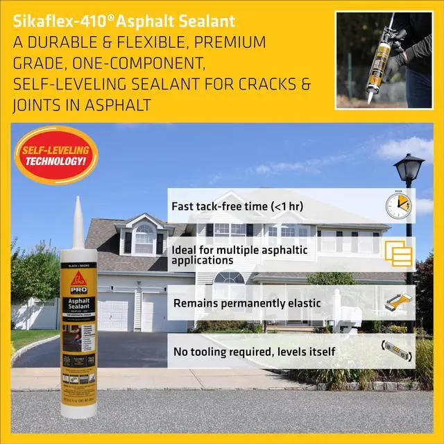 Alt view image 3 of 7 - flex-410 Asphalt Sealant, Black, Self-Leveling Hybrid Sealant for Filling Cracks in Asphalt Driveways, Roadways, and Pavements - 9 fl. oz. Cartridge, Fills Cracks up to 1.5 in. Wide