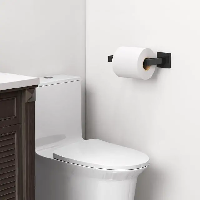Alt view image 3 of 7 - Toilet Paper Holder Matte Black, Wall Mounted Pivoting for Bathroom | Square Tissue Paper Holder, Stainless Steel, Double Post Pivoting, Commercial Toilet Paper Dispenser