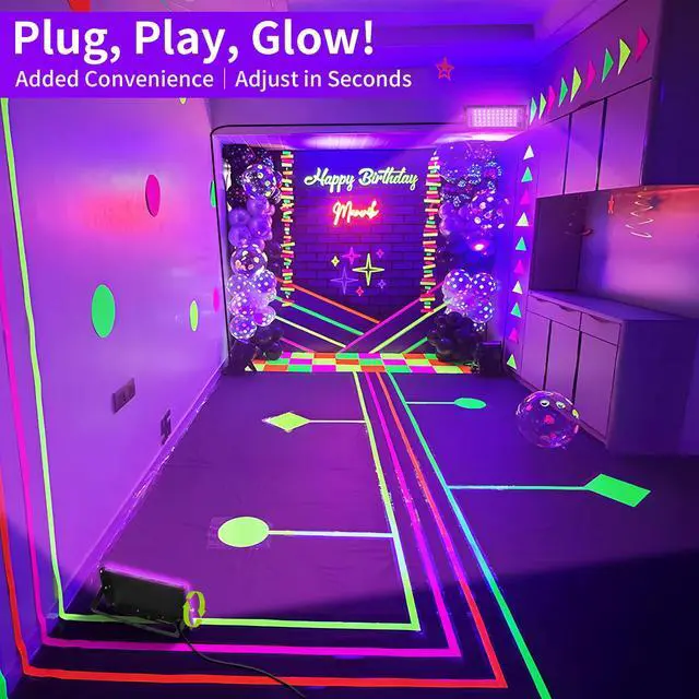 Alt view image 5 of 7 - 50W LED Black Lights with Switch+Plug, IP66 Waterproof, 2 Pack | Blacklight Flood Light for Halloween, Neon Glow Party Supply, Bedroom, Fluorescent Poster, Body Paint, Outdoor