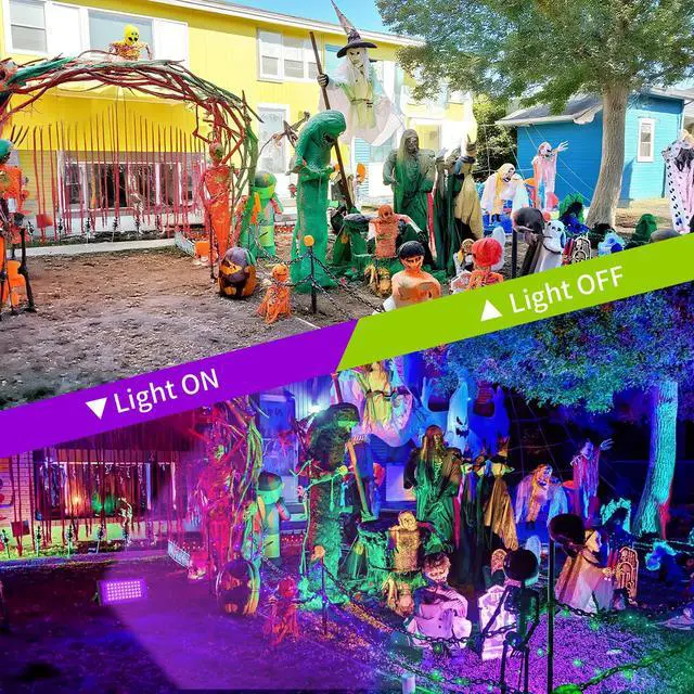Alt view image 6 of 7 - 50W LED Black Lights with Switch+Plug, IP66 Waterproof, 2 Pack | Blacklight Flood Light for Halloween, Neon Glow Party Supply, Bedroom, Fluorescent Poster, Body Paint, Outdoor