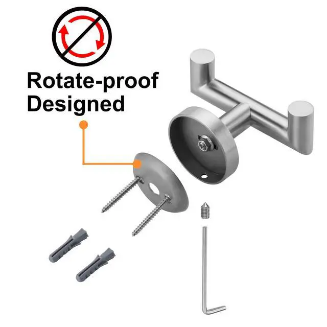 Alt view image 6 of 7 - Towel Hooks for Bathrooms,Brushed Nickel Towel Hook for Kitchen Bathroom,SUS304 Stainless Steel Coat Hook,Heavy Duty Double Holder Robe Hooks for Hanging Towels,Coats,Sponges,Clothes,Wall Mount,2 Pack