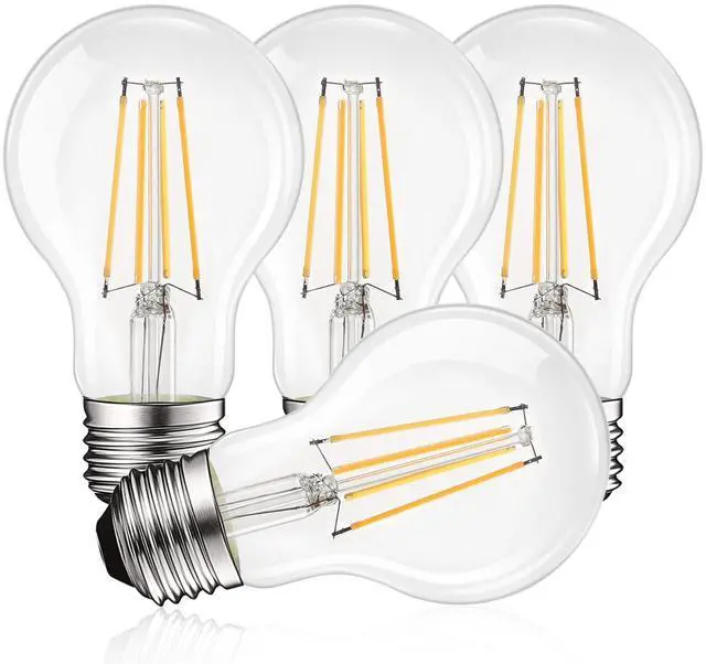 Main image of Vintage A19 LED Light Bulbs 60W Equivalent, 3000K Soft White Dimmable, 800 Lumens, Standard LED Edison Bulb 8W, UL Listed, E26 Base (4 Pack)