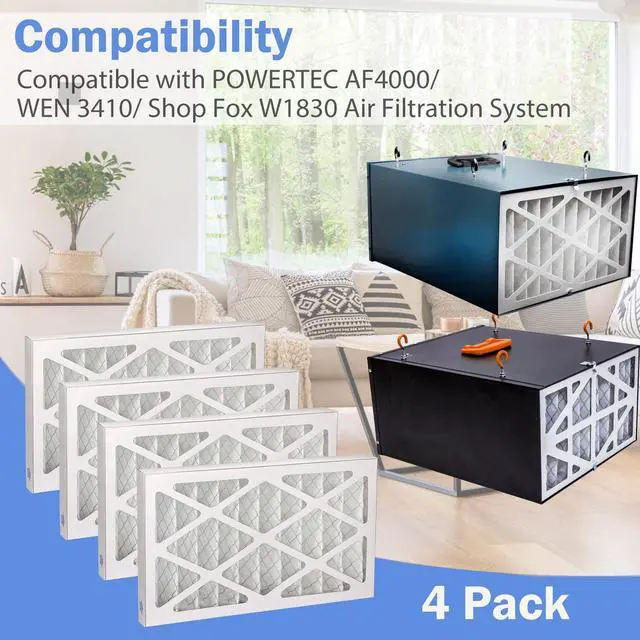 Alt view image 4 of 6 - 5-Micron Outer Air Filter Replacement Compatible with WEN 3410/ POWERTEC AF4000/ Shop Fox W1830/ Grizzly G0738 Air Filtration System. Compared to Part 90243-027-2, 4 Pack